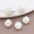 DIY crème witte ABS imitatie parel roos kralen met metalen pinnen voor sieraden - Kleine Dubbelzijdige Roos (25789) / 1 stuk (8x8mm) / Broken Wit