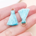 Mini pompons bleu clair de 23mm avec anneaux dorés pour la création de bijoux DIY - Vert Haricot