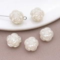 Perline a forma di rosa bianco crema in ABS per creazioni di gioielli fai-da-te - Rosa a doppia faccia (25790) / 1 Pezzo/Confezione (12x12mm) / Bianco Sporco