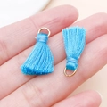Paire de mini pompons bleu vif avec anneaux dorés pour création de bijoux DIY - Bleu sarcelle