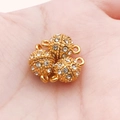 Lot de 3 fermoirs magnétiques dorés sertis de strass brillants pour bracelets et colliers - Petite Sphère Dorée avec Strass
