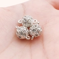 Trois fermoirs magnétiques argentés pavés de cristaux blancs pour bijoux artisanaux - Petite Sphère Argentée avec Strass