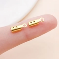 Pair of small gold metal cord end crimps with loops for DIY jewelry making - Gold Large Style with Points