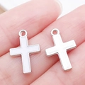 Ciondoli a croce in smalto argento e bianco per la creazione di gioielli fai da te - Croce Bianca Smaltata Oro Bianco (21910) / 11x16mm