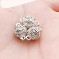 Trois fermoirs magnétiques sphériques avec strass blancs pour bracelets DIY - Grande Sphère Argentée avec Strass