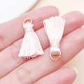 Paire de mini pompons roses faits main avec anneaux dorés pour accessoires bijoux - Jaune Jade