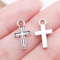 Ciondoli a croce in lega di zinco argento per bracciali fai-da-te con ganci rotondi - Croce Traforata Argento Antico (22329) / 16x8mm