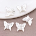 Perline a farfalla in imitazione perla ABS bianco crema con foro verticale per gioielli DIY - Farfalla Diretta a Doppia Faccia (25799) / 1 pezzo (13x16mm) / Bianco Sporco
