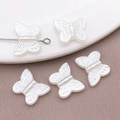 Perline a farfalla in finta perla ABS bianco crema con foro per gioielli fai-da-te - Farfalla Diretta a Doppia Faccia Intagliata (25800) / 1 pezzo (11x14mm) / Bianco Sporco
