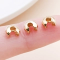 Polished gold plated copper C-shape crimp bead covers for jewelry making DIY projects - KC Gold - Large