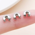 Polished silver crescent moon beads in C-shape for DIY jewelry making on fingertips - White K - Large