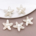 Cinque perle a forma di stella marina bianco crema per creazione di gioielli fai-da-te - Stella Marina Diretta a Doppia Faccia (25805) / 1 Pezzo (19x19mm) / Bianco Sporco