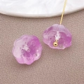 Perle de lotus en verre violet avec tige dorée pour la création de bijoux DIY à la main - Style de Graine de Lotus (26741) / Lot de 1 Pièce (10x7mm) / Dégradé Violet Blanc