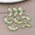 Translucent green crescent-shaped glass beads for DIY bracelet and jewelry making - Straight Hole Leaf Shape (23872) / 1 Piece (6.5x14x3mm) / Jasper Green