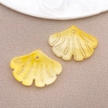 Yellow translucent ginkgo leaf pendants with detailed veins for DIY jewelry making - Yellow And White Gradient