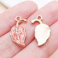 Pink enamel maple leaf charm with gold metal plating for DIY jewelry making - 12x20mm / Pink Leaf (9954)