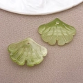 Pale green ginkgo leaf glass charms with vein details for DIY jewelry making - Transparent Green White Gradient