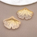 Translucent Ginkgo leaf charms with gold foil flakes for DIY jewelry making - Transparent Golden Yellow with Gold Flakes