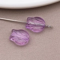 Perle de tulipe en verre violet translucide pour bijoux DIY avec détails de pétales - Violet Transparent