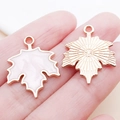 Golden maple leaf pendant with white marble enamel finish and sunburst textured back - 19x24mm / Pink Maple Leaf (14247)