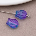 Perles tulipes en verre dégradé bleu-violet avec pétales 3D pour bijoux DIY - Bleu Violet Transparent Dégradé