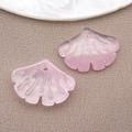 Pink gradient ginkgo leaf glass charms with matte finish for DIY jewelry crafting - Transparent Pink