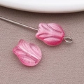 Perle de tulipe rose en verre sur tige métallique pour création de bijoux DIY - Rose Clair