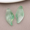 Frosted light green leaf glass charms with gold foil flakes for jewelry making - Matte Green Gold Powder (26879)