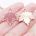 Dark red enamel maple leaf charm in rose gold finish for DIY jewelry and necklaces - 19x24mm / Orange Brown Maple Leaf (14251)