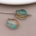 Perles en verre en forme de feuille pour bijoux DIY avec dégradé ambre et turquoise - Dégradé Orange Jaune Bleu Transparent