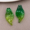 Green gradient leaf shape glass charms for DIY jewelry making and handmade accessories - Transparent Yellow Green Gradient (26880)