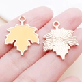 Maple leaf charm with yellow enamel finish and rose gold plating for DIY jewelry - 19x24mm / Dark Yellow Maple Leaf (14252)