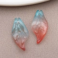 Frosted glass leaf pendants with blue to pink gradient for DIY jewelry making - Transparent Blue Orange Red Gradient (26881)