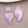 Lavender frosted glass leaf pendant with veins for DIY handmade jewelry crafts - Transparent Purple White Gradient (26882)