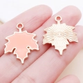 Enameled peach maple leaf alloy pendant for DIY jewelry making in rose gold finish - 18x23mm / Orange Yellow Maple Leaf (15496)