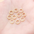 Set of 10 golden round copper jump rings for DIY earring jewelry making on hand - 6mm / Gold