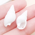 Pair of white spiral seashell pendants for DIY handmade jewelry crafting and necklaces - Drilled Creamy White Natural Conch