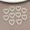 Set of 10 heart-shaped faux pearl frame charms for DIY jewelry and nail art - Hollow Heart (10x10mm)