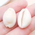 Natural white cowrie shell pendant with drill hole for DIY necklace and jewelry making - Drilled Single Hole Creamy Yellow Conch