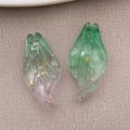 Green and purple gradient glass leaf pendants with gold foil and leaf vein textures - Matte Purple Green Gradient Gold Foil (26884)