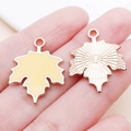 Handheld yellow maple leaf enamel charms with rose gold finish for DIY jewelry crafting - 18x23mm / Yellow Maple Leaf (15499)