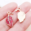 DIY red maple leaf alloy pendant with gold veins and vibrant red resin finish for jewelry - 9.5x19.5mm / Red Plant Leaf (17524)