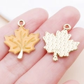 Orange enamel maple leaf charms with gold finish for DIY jewelry and necklaces - 23x19x2mm / Yellow Thanksgiving Maple Leaf (25055)