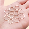 Set of 10 minimalist rose gold copper geometric round rings for DIY jewelry making - 12mm / Bright Silver
