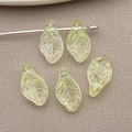 Five light yellow-green leaf-shaped translucent glass beads for DIY jewelry making - 12x7 Hole 1mm / Clear Yellow Green