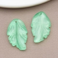 Mint green frosted resin leaf pendant for DIY jewelry making and earring accessories - Jelly Green Glass Leaf (26667) / 27x16.5mm