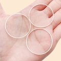 Three minimalist silver geometric round copper rings for DIY jewelry making accessories - 35mm / Bright Silver