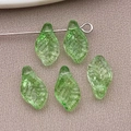 DIY jewelry leaf beads made of transparent green glass for creative craft accessories - 12x7 Hole 1mm / Transparent Light Grass Green