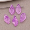 Five translucent purple leaf-shaped glass beads for DIY jewelry making accessories - 12x7 Hole 1mm / Transparent Purple