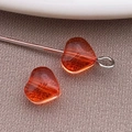 DIY jewelry 10mm candy orange heart-shaped glass bead with silver metal pin attachment - Small Transparent Orange Heart Bead (26865)